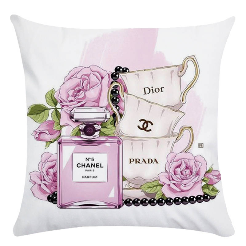 Painted Flowers Perfume Bottles Cushion Cover Polyester Cotton 45X45cm Pillowcase Home Decorative Throw Pillow Covers