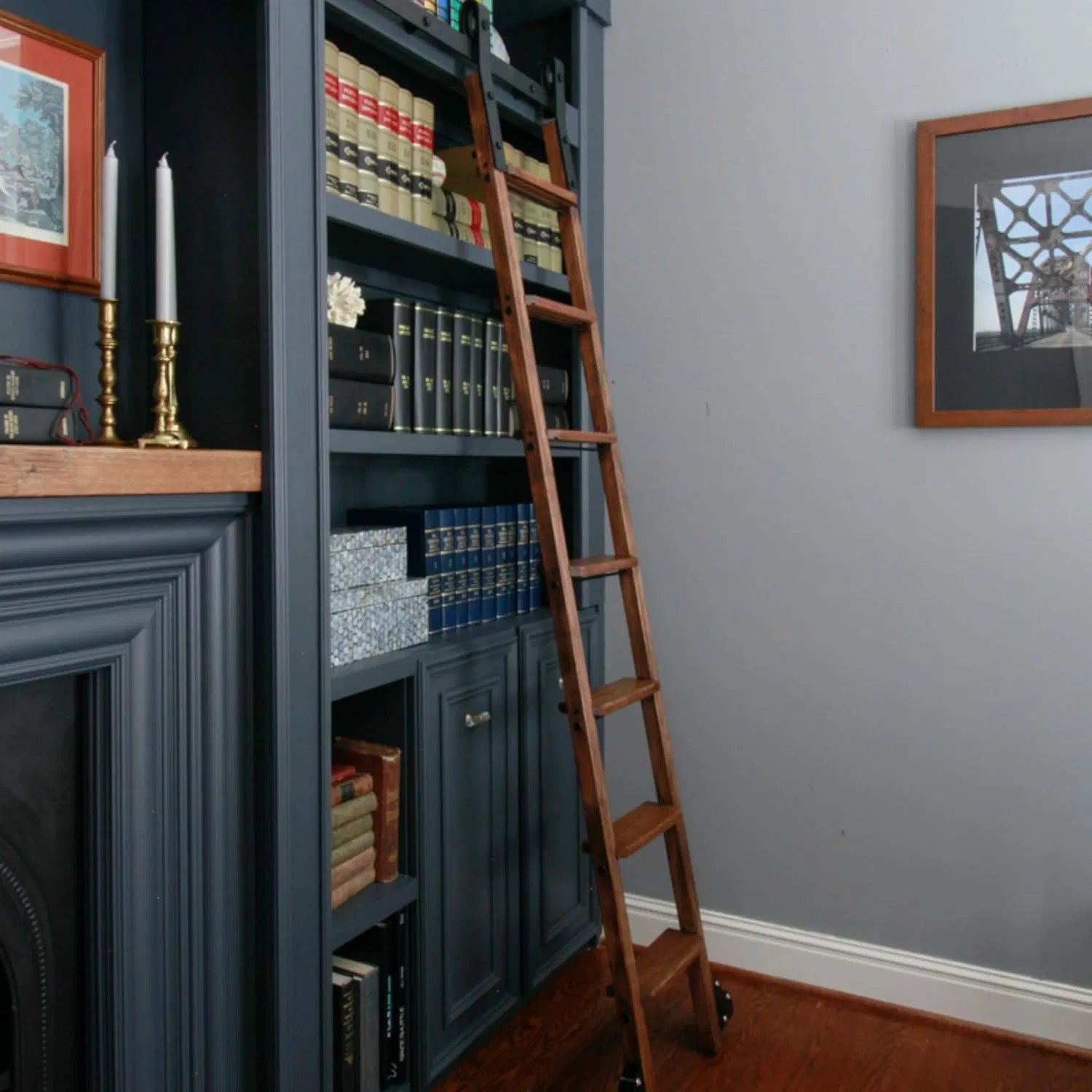 Rustic Rolling Library Ladder Hardware