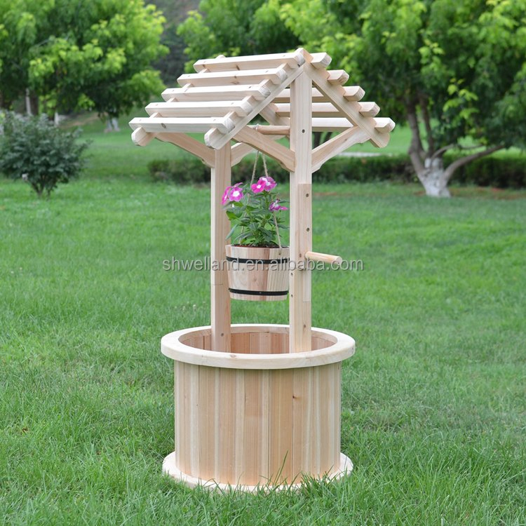 Antique Outdoor Garden Wooden Fountains with Top Roof and Under Water Motor