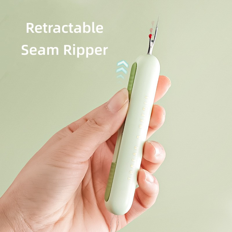 Seam Ripper, 2-in-1 Threader for Sewing, Threading and Unthreading Seam Ripper, Multifunctional Sewing Tool Needle Threader-Green