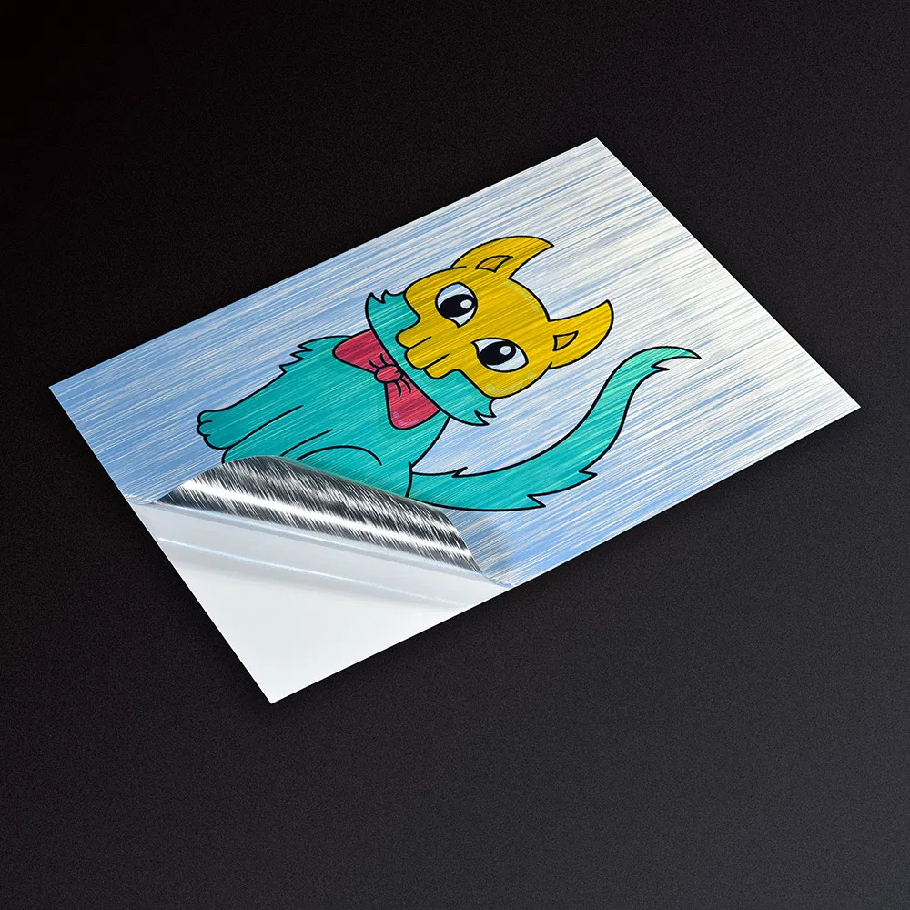Inkjet Memjet Platinum Brushed Silver Type Waterbased Printable Pet Holographic Blank Sticker Label
