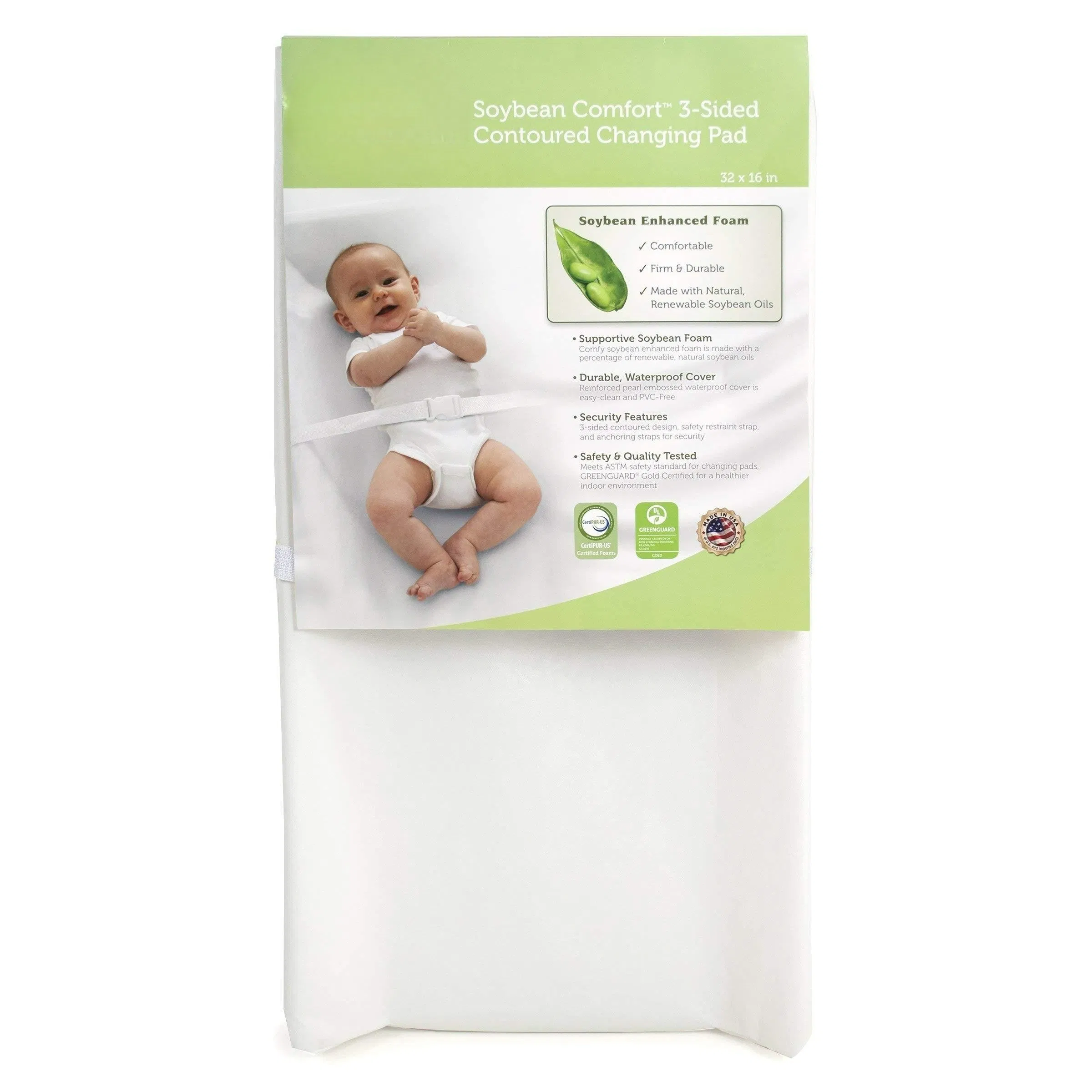 Soybean Comfort 3-Sided Waterproof Contoured Baby Diaper Changing Table