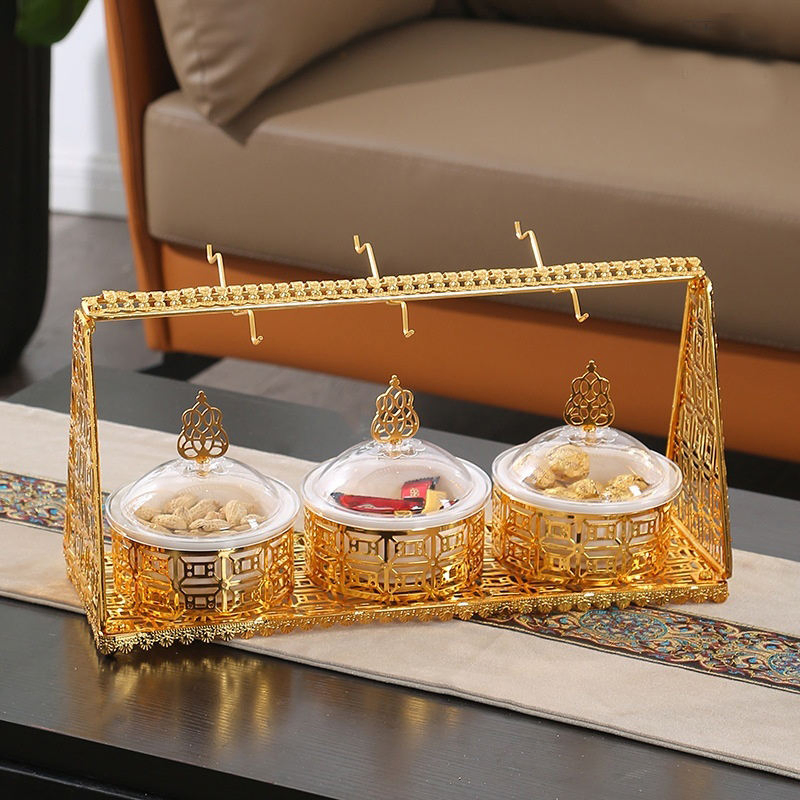 Wholesale Gold Plated Metal Luxury Dried Fruit Bowl Set