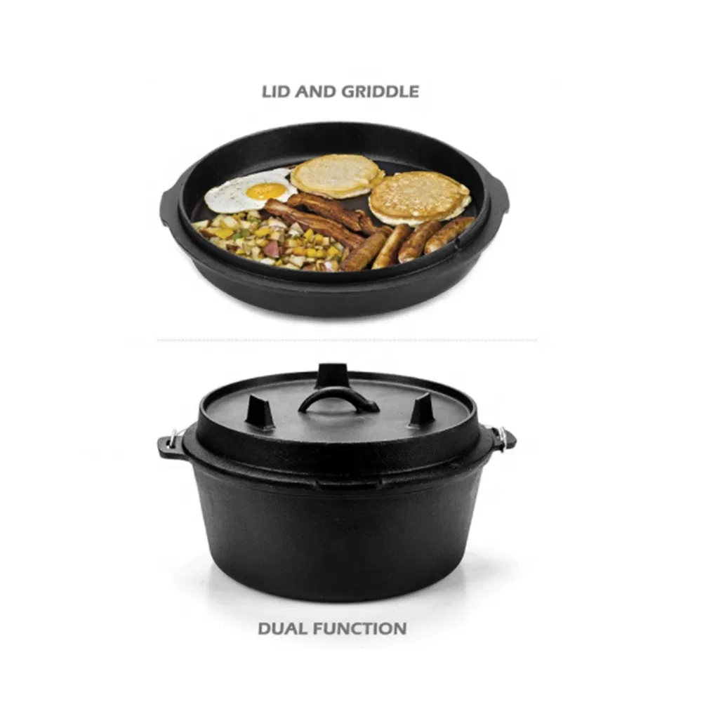 Чугунный кемпинговый котелок Dutch Oven с покрытием