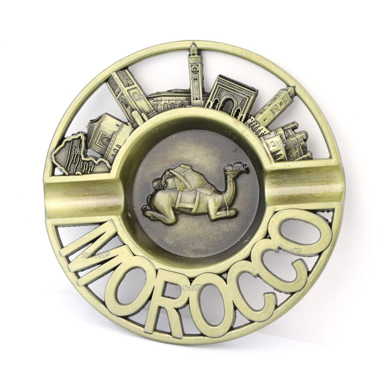 Factory Customized Design Vintage Antique Zinc Alloy Morocco Souvenir Cigar Pocket Ashtray