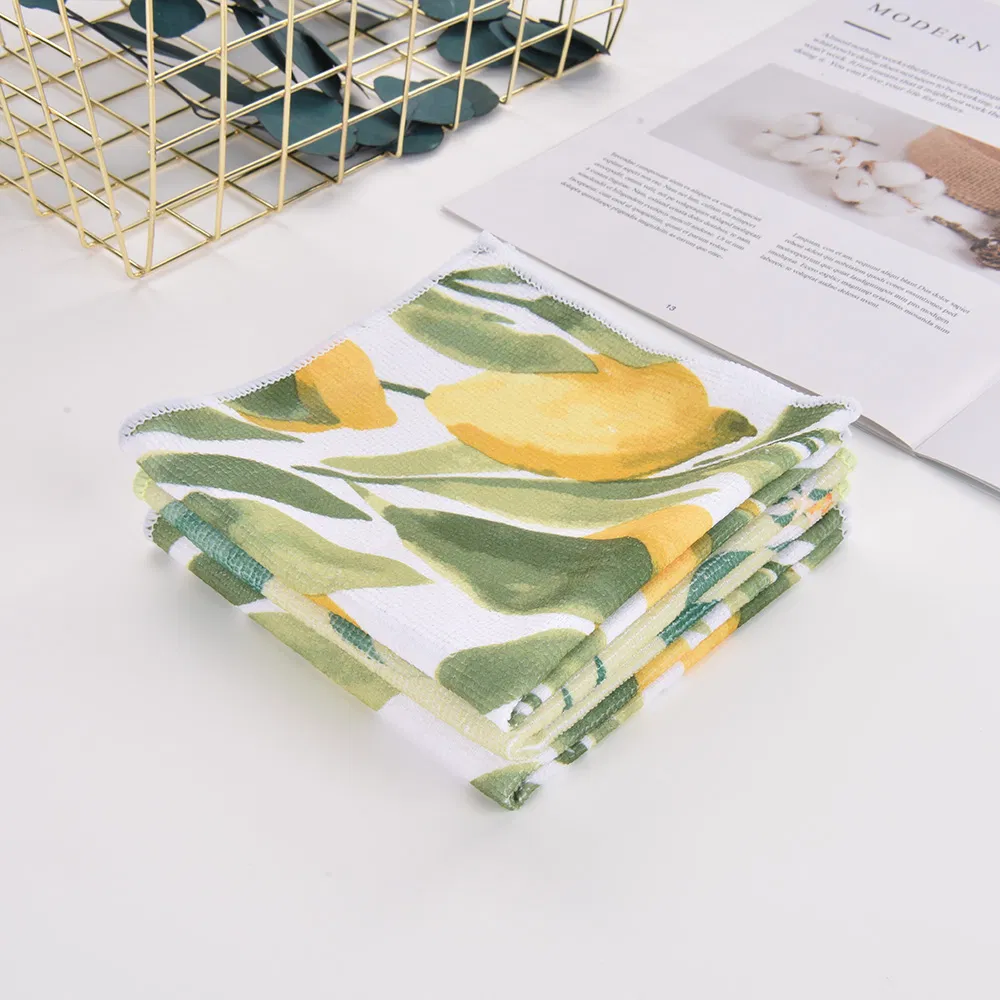 3PCS New Lemon Design Printed Microfiber Cleaning Cloth
