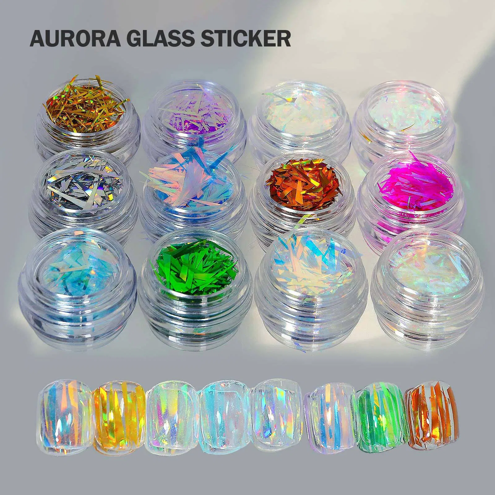 Wholesale Beauty Aurora Genie Shard Irregular Cellophane Japanese Laser Stickers Nail Decoration