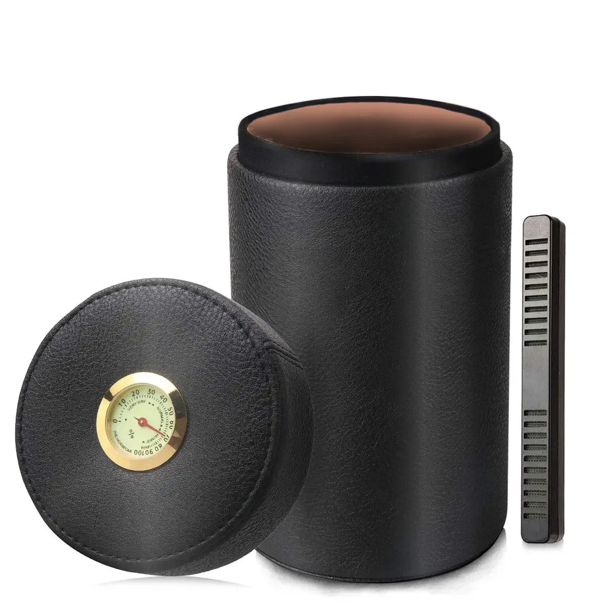 Leather Cedar Wood Humidor Case Jar For12-16 Cigars