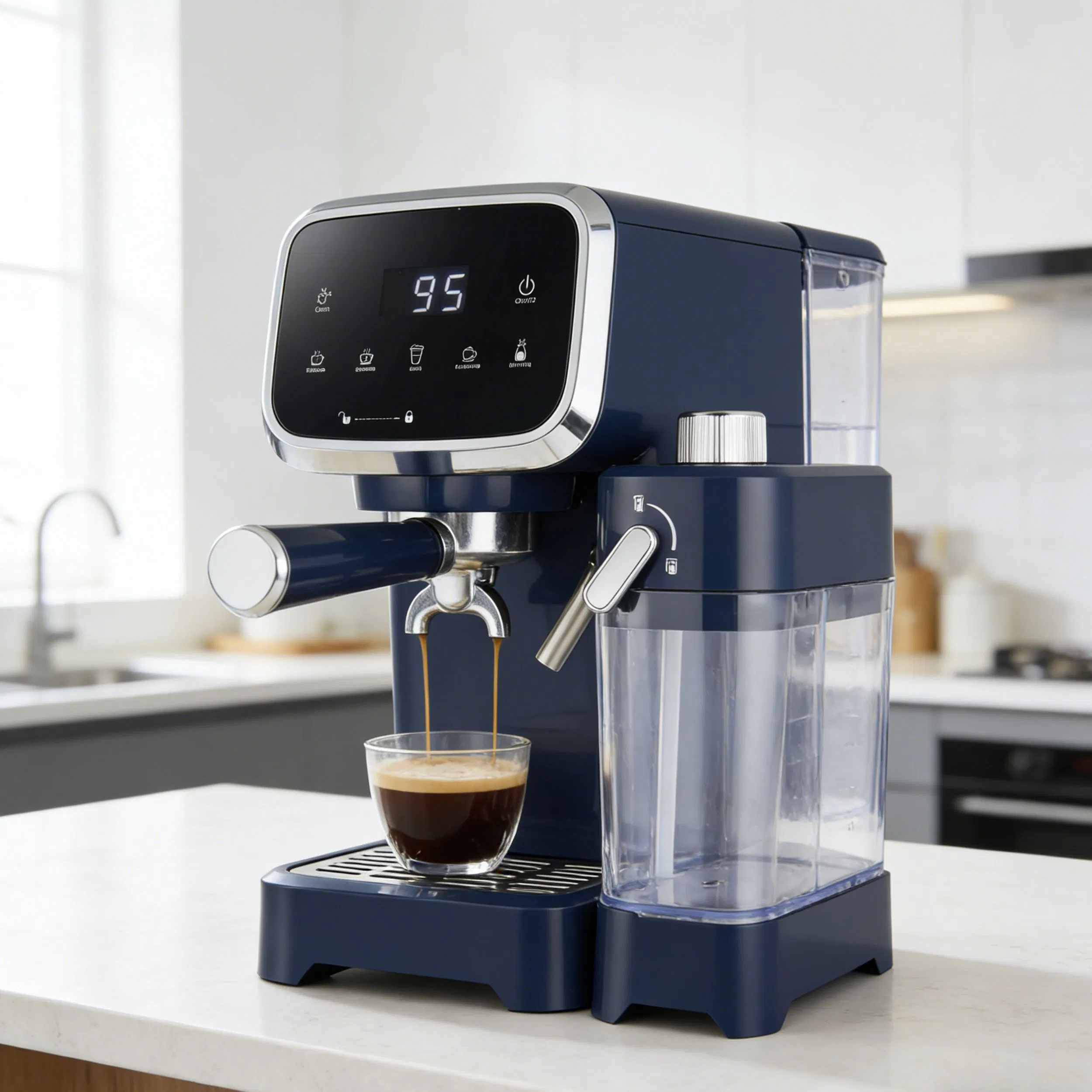 Longbank New Professional Touch Screen Electric 1350W Italian Pump Semi-Automatic Espresso Coffee Machine