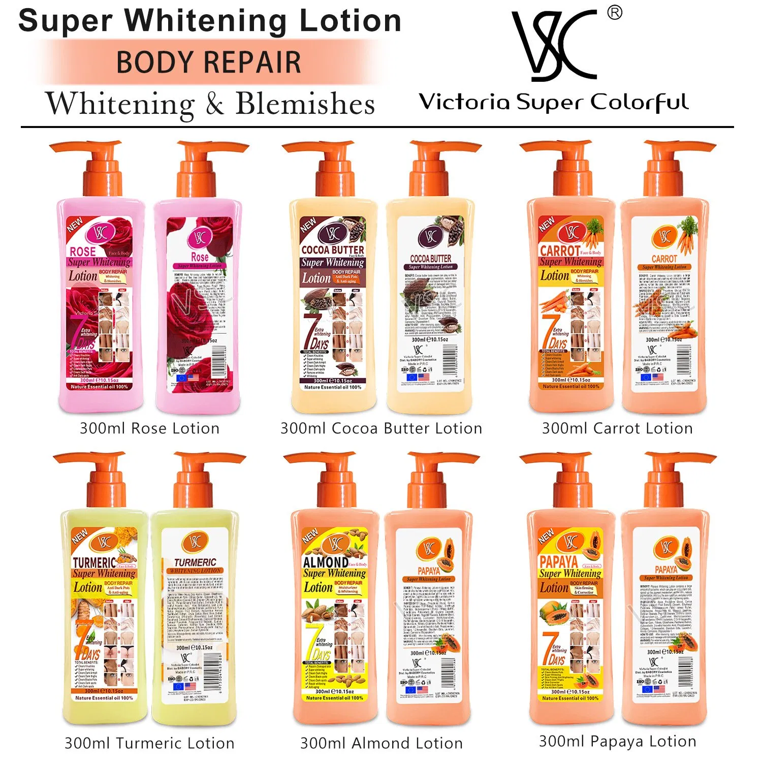 Repairing Soothing Drying Whitening Fragrance Turmeric Rose Body Lotion