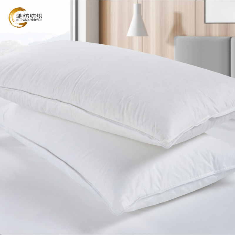 Factory Wholesale 100% Combed Cotton 3 Layers / Chambers Goose / Duck Feather Down Premium Quality King Size Hotel / Home Bed Sleeping Firm Neck Pillow Insert