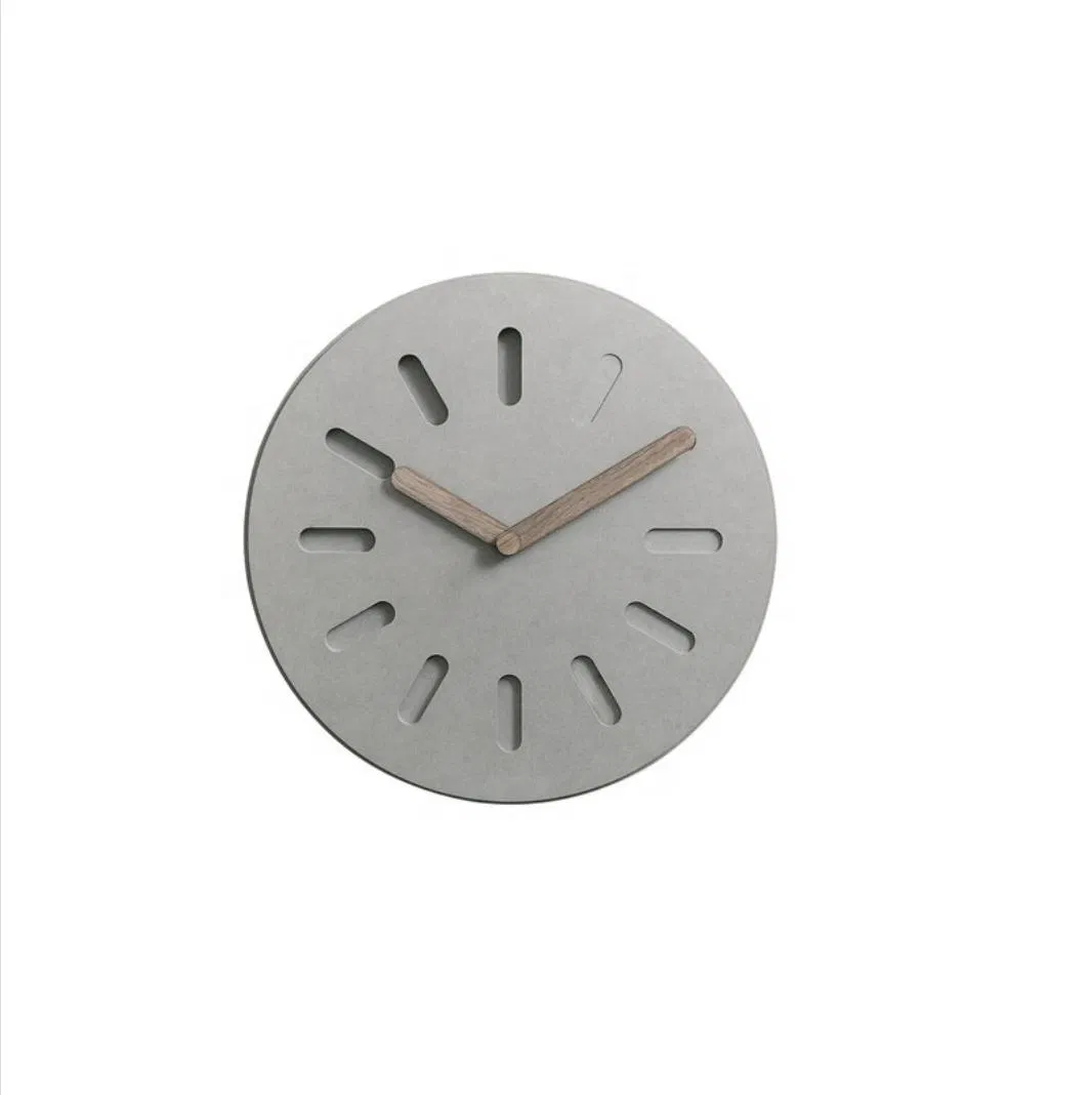 Modern Simple Gray Silent Sweep Art Office Decorative Wooden Wall Clock