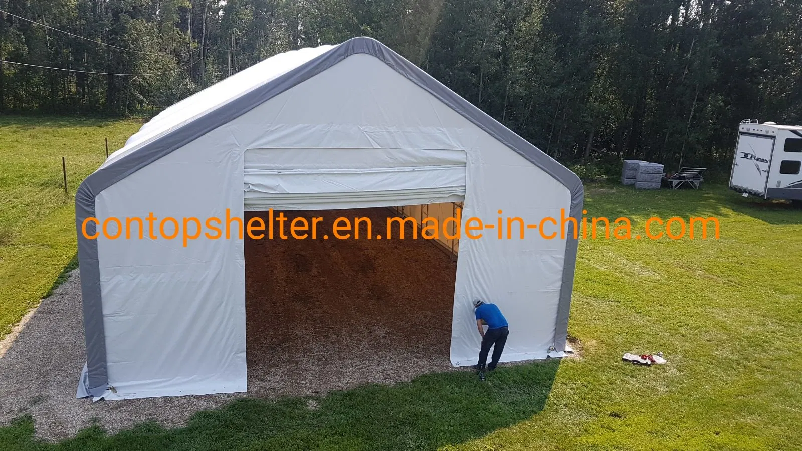 Industrial Heavy Duty Steel Structure PVC Tent Storage Hall Garage Canopy