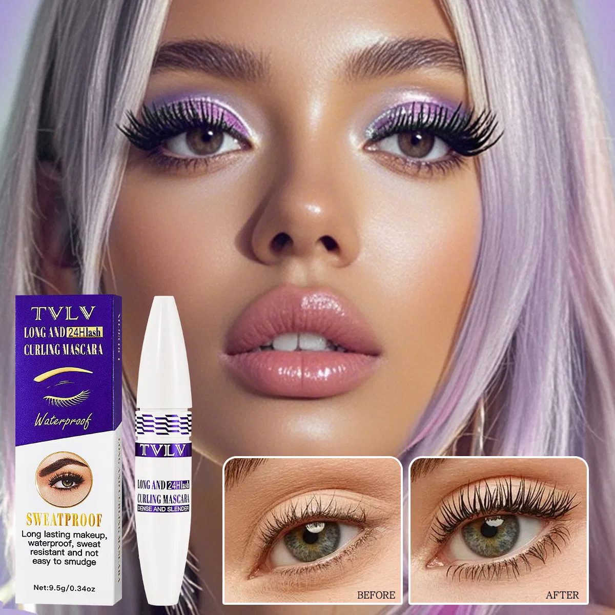 Ultimate Long-Lasting Curled Mascara for Women - Water-Resistant Formula