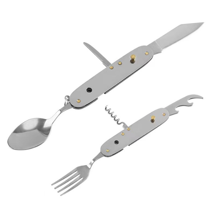 6 in 1 Stainless Steel Spoon Fork Multi Function Outdoor Fork Travel Cutlery Set G106s