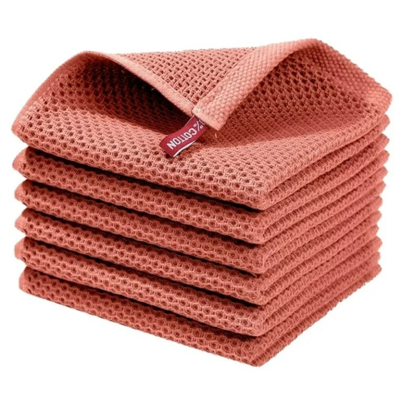 Cotton Square Dishcloth Honeycomb Absorbent Kitchen Cleaning Oil Free Towel