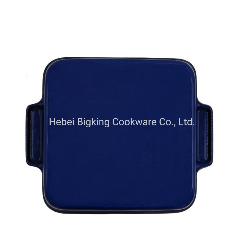 Hot Selling Cast Iron Square Enamel Casserole Dish & Baking Frying Pan with Two Handles