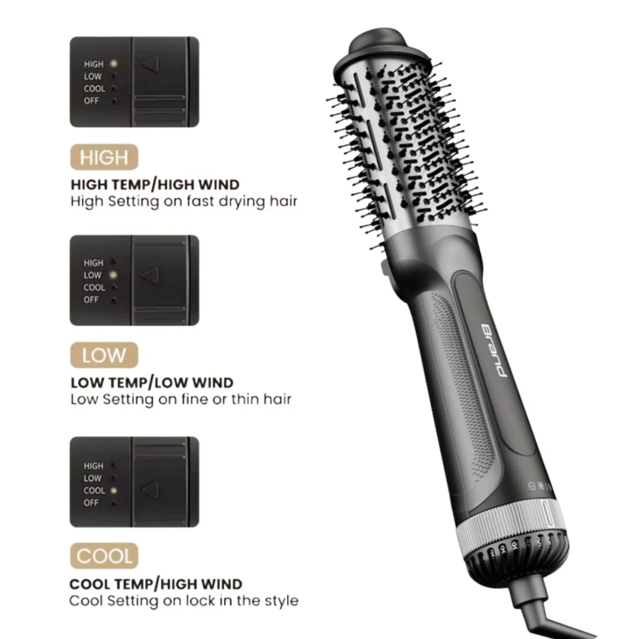One Step Rotating Drop Shape Straightener PTC Heats Hot Air Comb