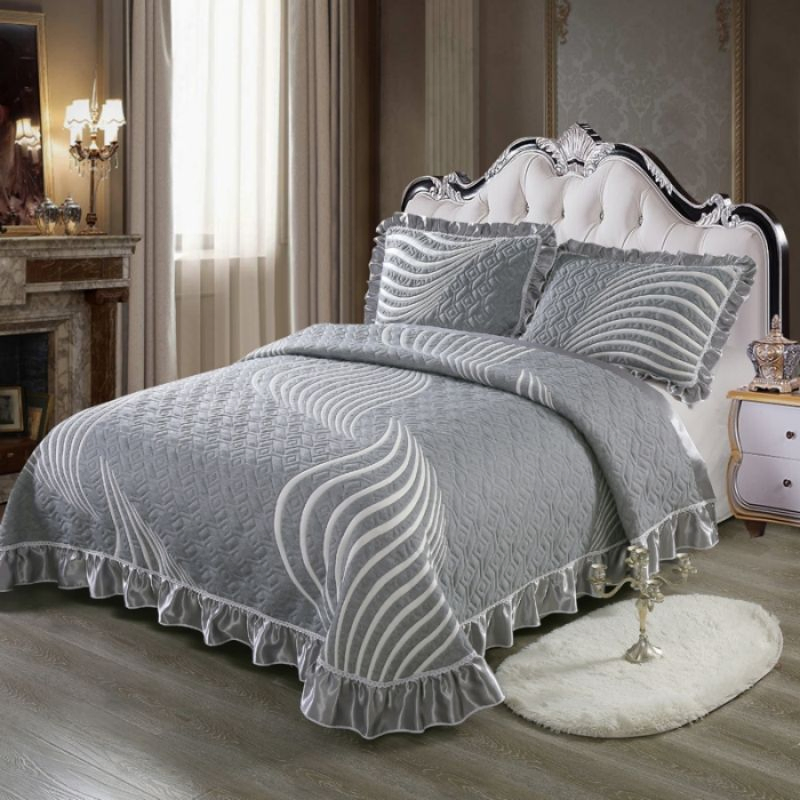 ODM/OEM Home Hotel Textile Knitted Cotton Jacquard Bed Cover Three-Piece Bedding Set Pure Cotton Quilted Bedspread
