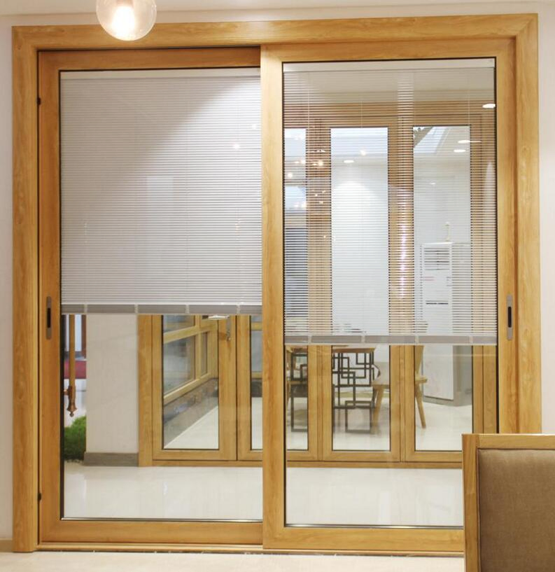 High Quality Australian Standards Wood Grain Color UPVC Sliding Glass Door Partition Door
