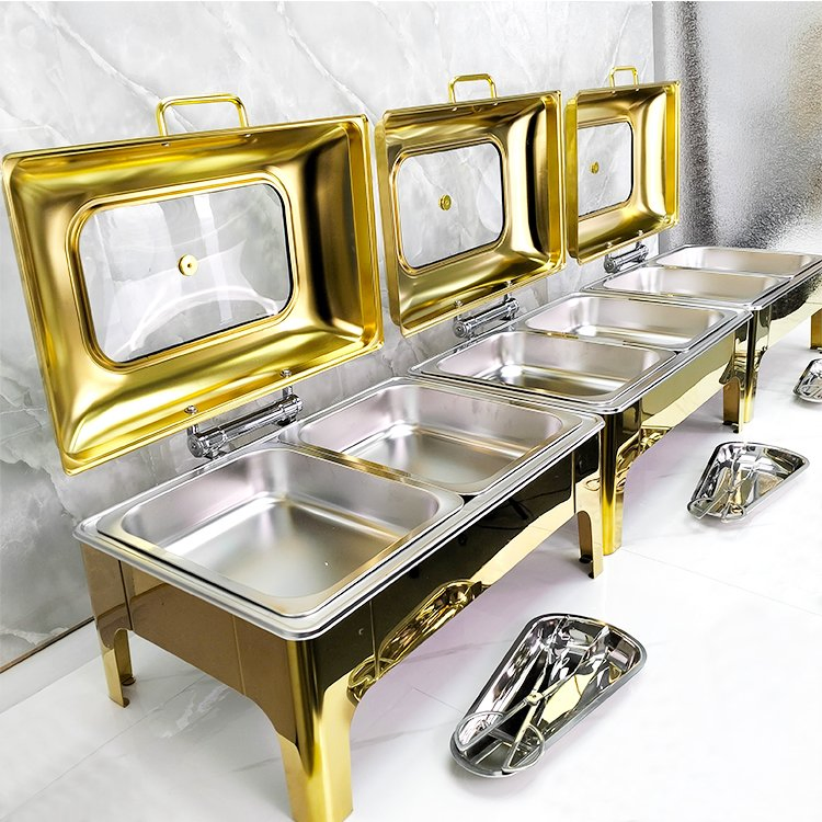 Gold Catering Equipment Buffet Stove Heating Hotel Use Chafing Dish
