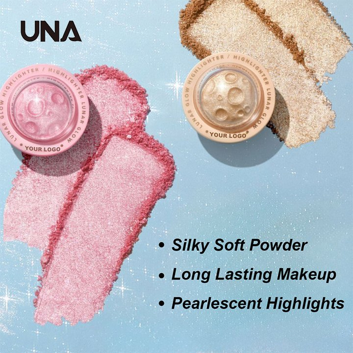 Wholesale Multicolor High Shine Long Wear Pink Highlighter Palette Private Label Luminous Body Baked Lunar Highlighter Makeup