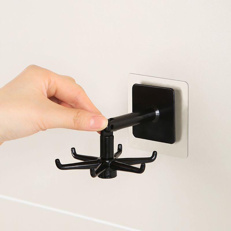 Organizing Miscellaneous Items Flexible Foldable No-Drill Wall-Mounted Rotating 6-Hook Hanger