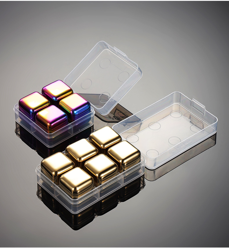 Wine Accessories Wine Chilling Stones Metal Ice Cubes Stainless Steel Reusable Whiskey Ice Rocks