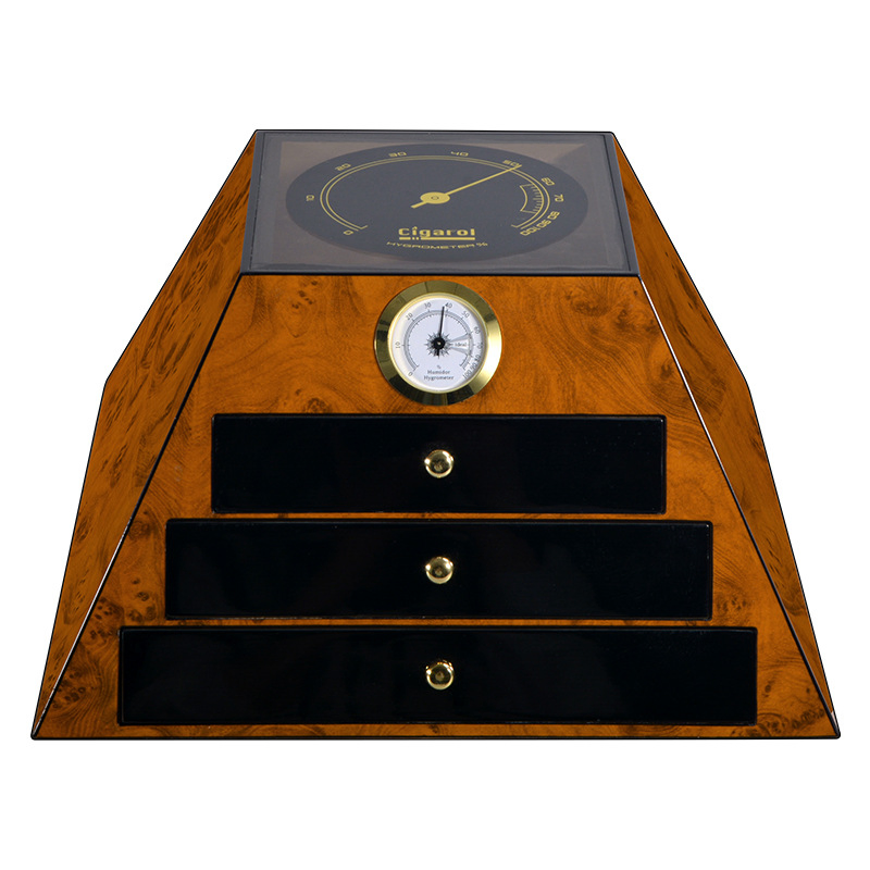 High Gloss Paint Three Layers Drawers Cedar Wood Humidor Cabinets