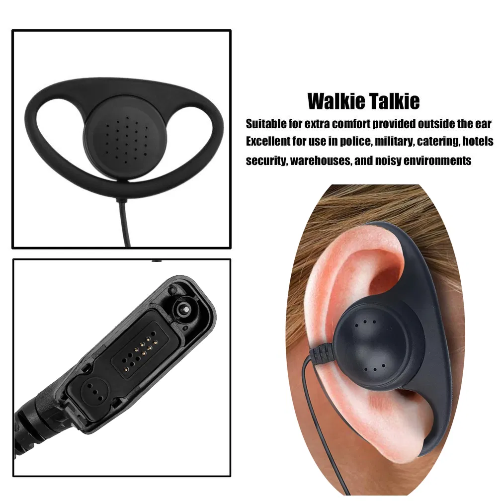 Industrial Mono Earpiece Headset Kit-Noise Cancelling Mic +Coiled Cable