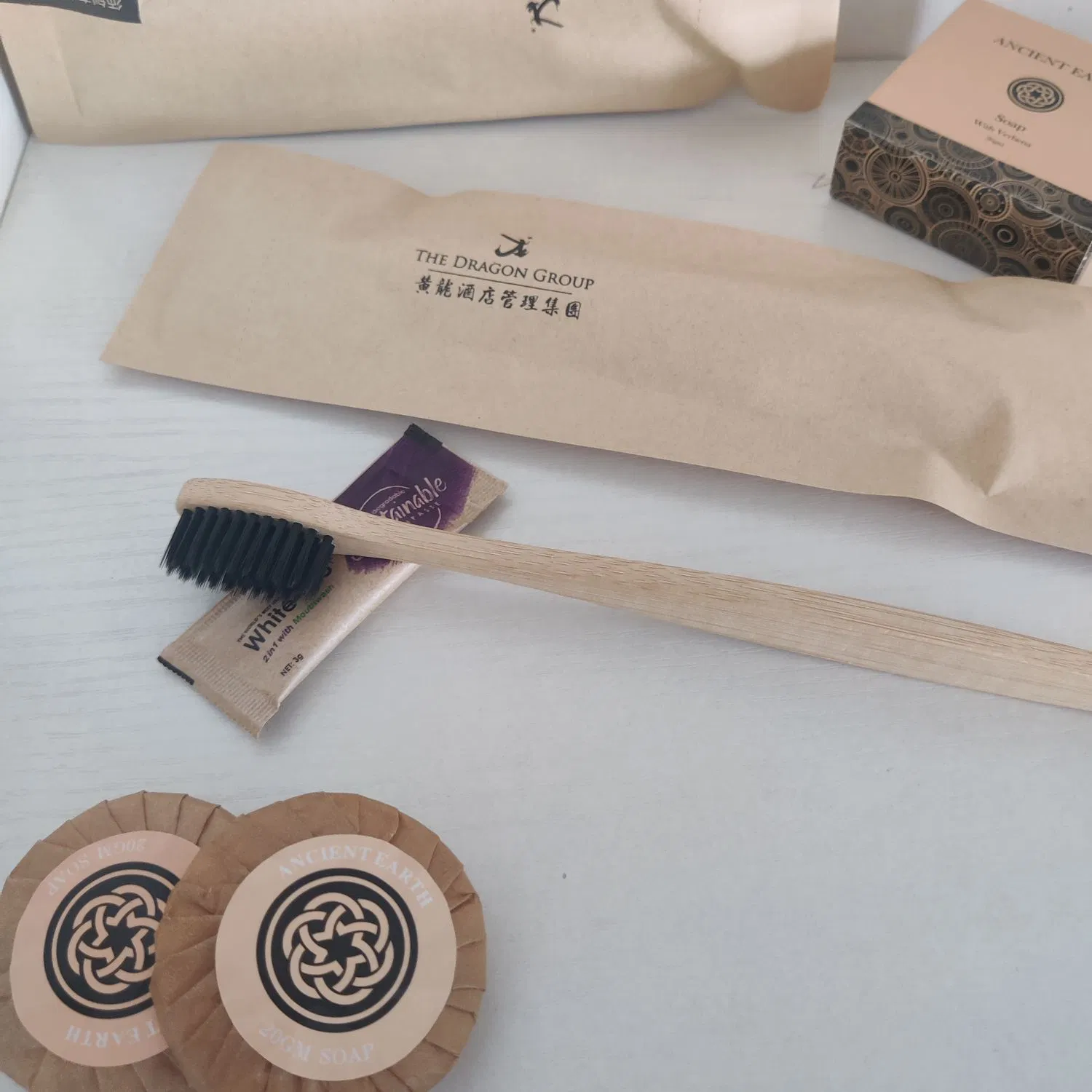 Biodegradabie Kraft Paper Bag Toothbrush for Hotel Kit