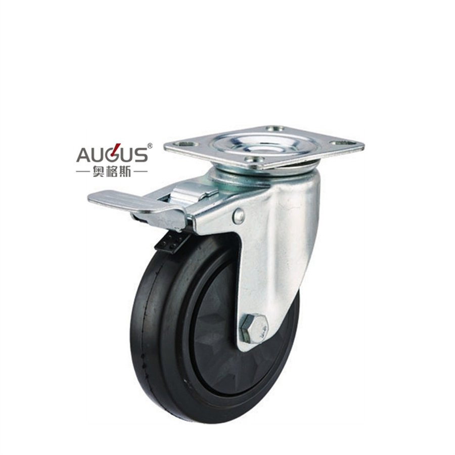 Black Elastic Glue Material of Double Bearing Caster Wheel