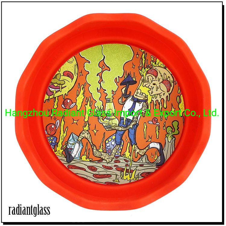 Soft Silicone Cartoon Pattern Wave Shape Colorful Ashtray Small Size