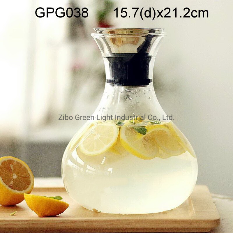 High Borosilicate Glass Water Bottle with Stainless Steel Lid Glass Pitcher for Water Juice