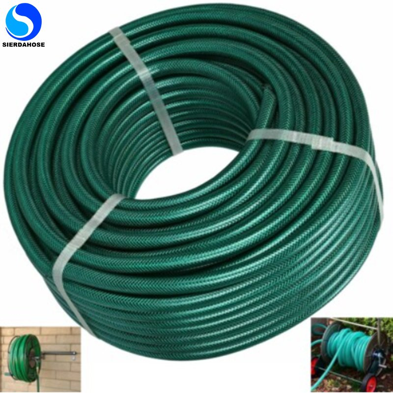 Flexible Green Yellow Water Discharge PVC Garden Hose with Fitting for Yard Work, Landscaping, Cleaning and Gardening Chores