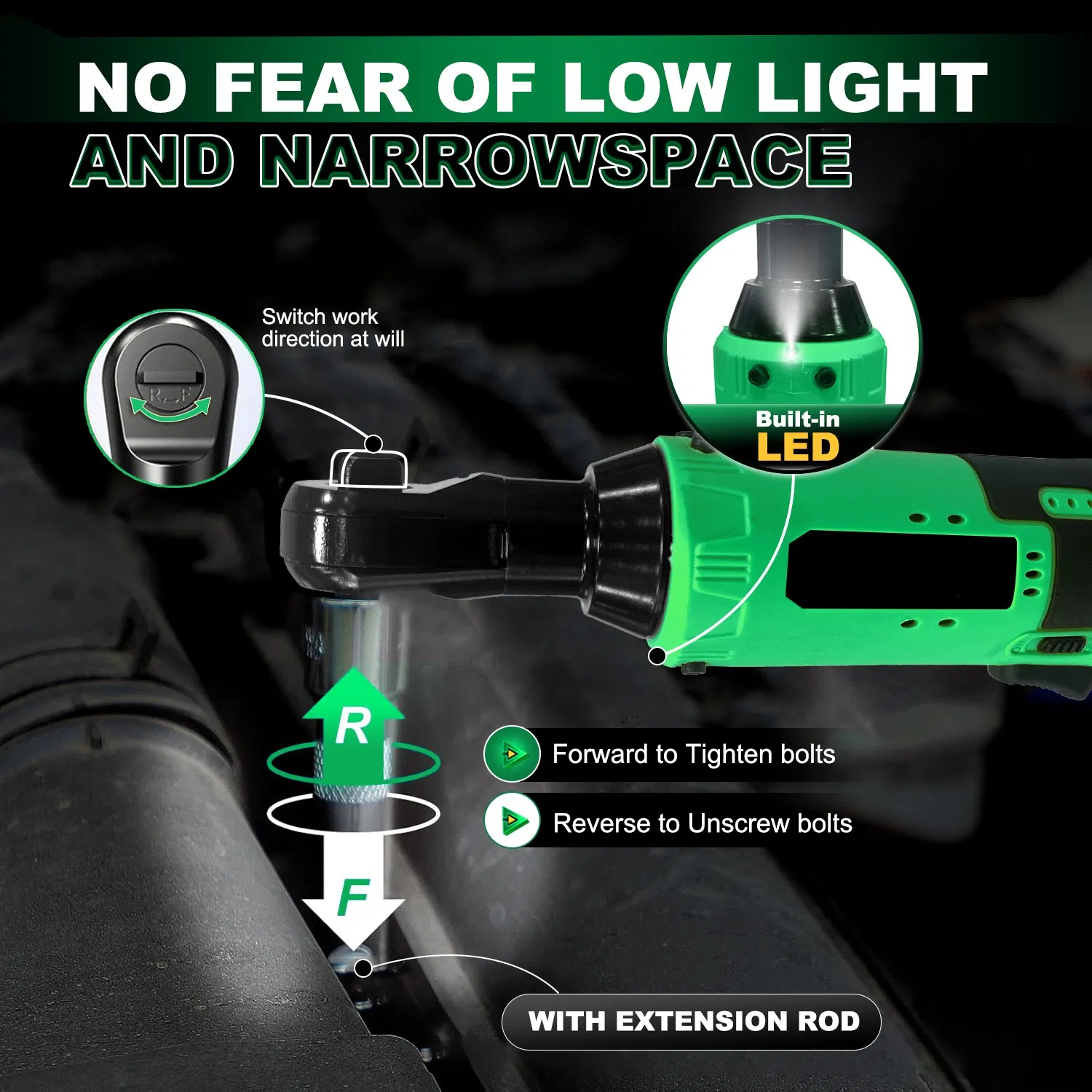 12V Cordless Ratchet Wrench, 45nm Torque, Electric Impact Wrench with Battery for Car, Support OEM/ODM