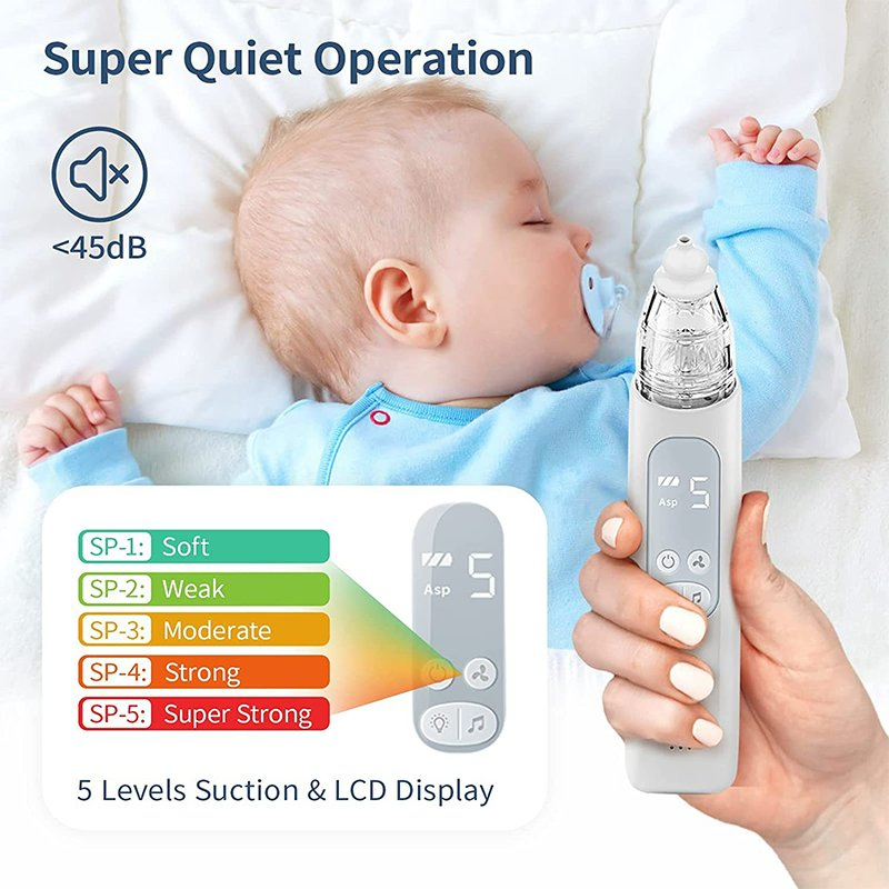 Rechargeable Electric Nose Sucker Nasal Aspirator with Music Function Adjustable Volumefor Baby