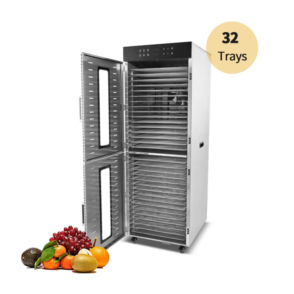 Stainless Steel Double Rooms Touch Control 32 Trays Commercial Dryer Food Dehydrator