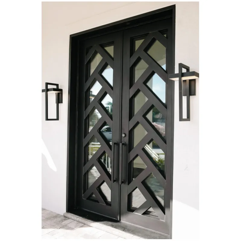 Cbmmart Double Swing Security Exterior Steel Metal Front Wrought Iron Entry Doors