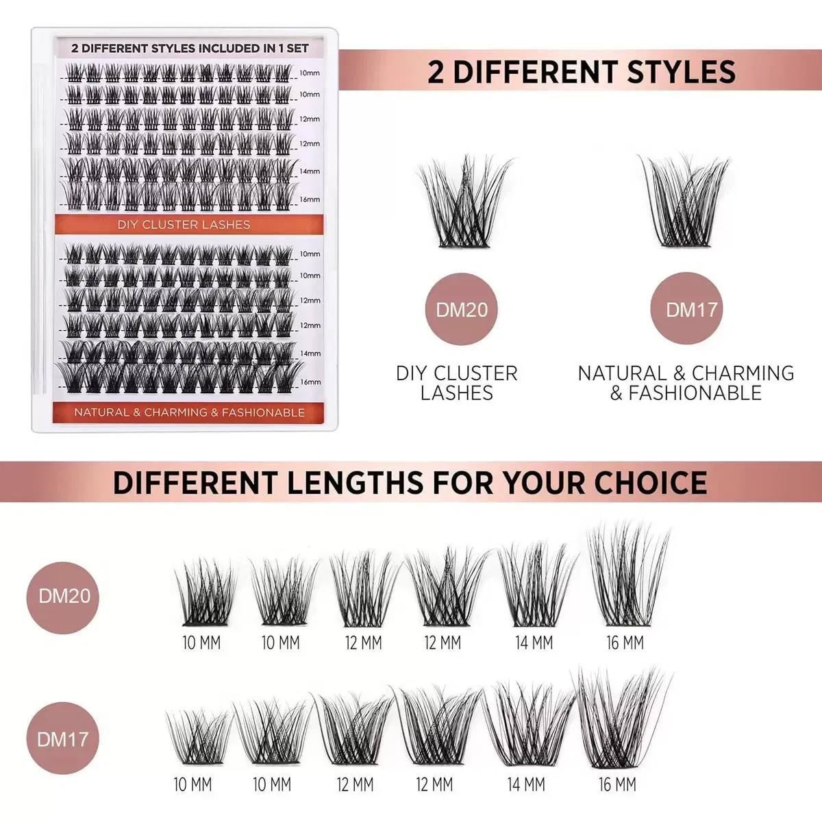 DIY Magic Eyelash Extensions Set Thick Cluster 60d+80d+100d Curled Lash
