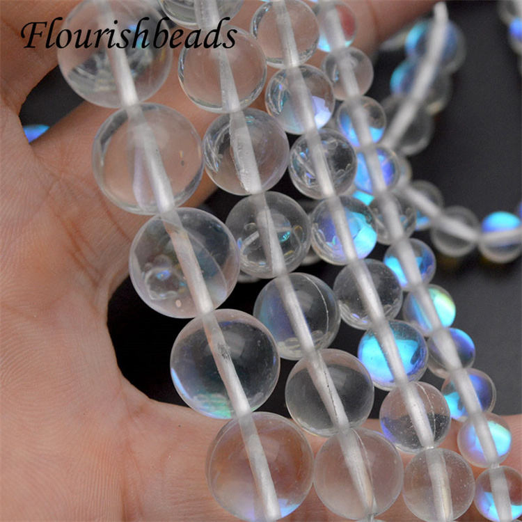 Wholesale Ab-Plating Shiny Synthetic Round Glass Beads for Jewelry Necklace Bracelet Making