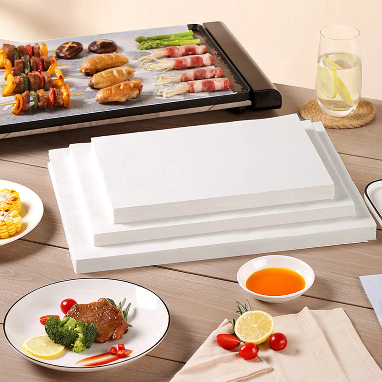 Custom Heat Resistant Non Stick Grease Proof Kitchen Oven Cake Reusable Silicon Coated Disposable Parchment Bake Paper