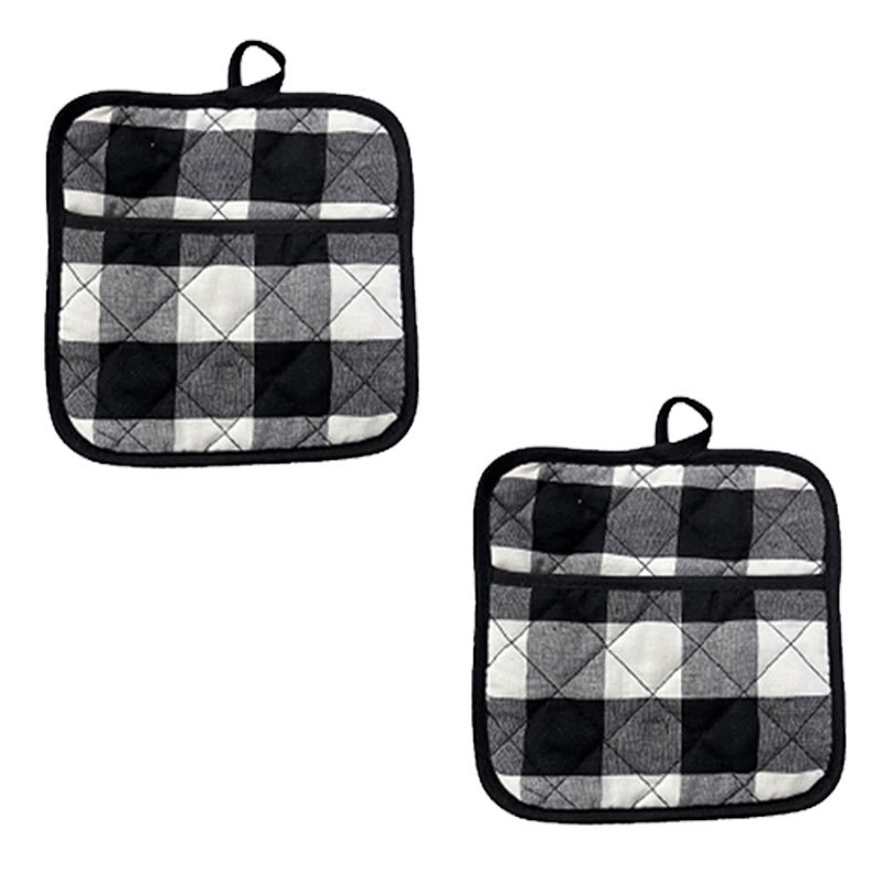 Simple Style Pure Cotton Checkered Anti-Heat Burn Gloves and High-Temperature Resistant Heat Insulation Pads