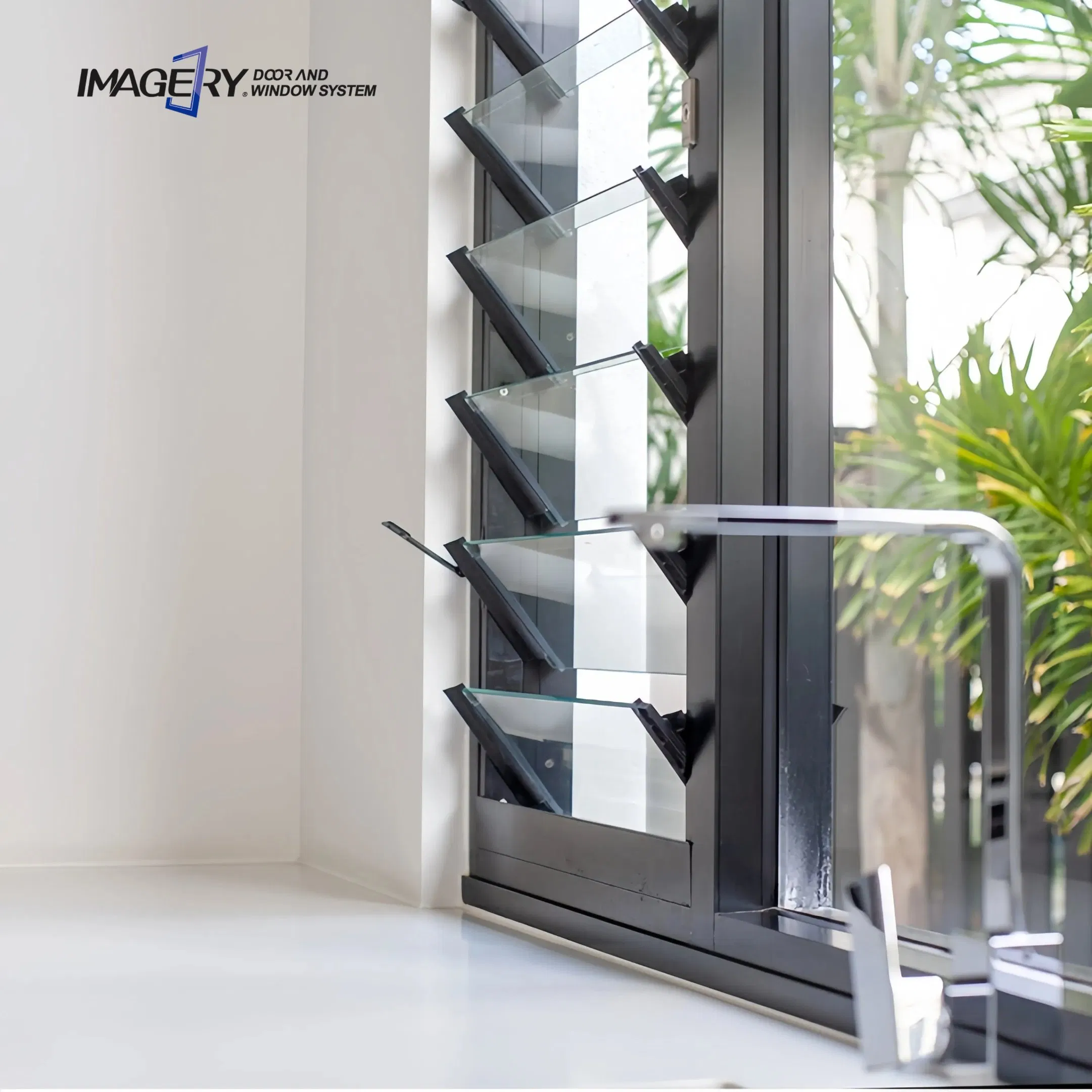 Modern Adjustable Aluminum Window Shutter with Glass Louvers