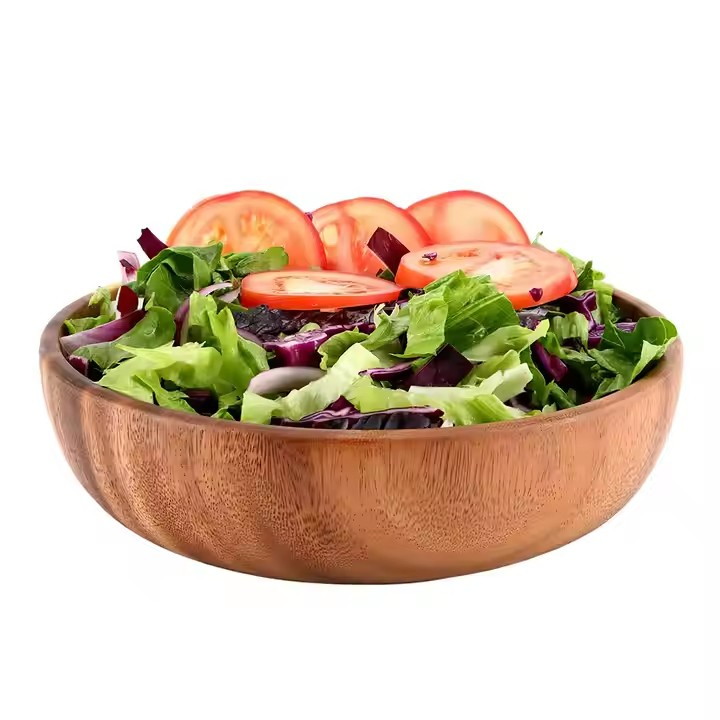 Acacia Wood Salad Bowl Handicraft Serving Bowl for Fruits and Salads