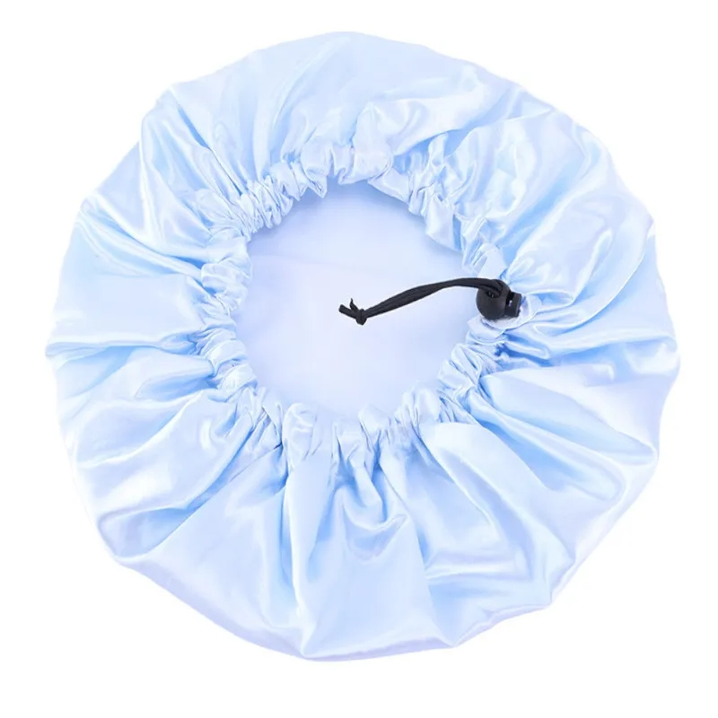 Custom Logo Adjustable Elastic Band Strap Reusable Shower Cap