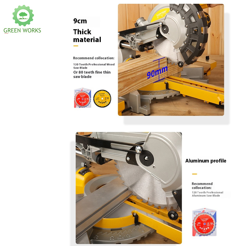 10-Inch Electric Drawbar Sliding Miter Saw 255mm Aluminum & Wood Cutter 45° Home Type for Woodworking & Boundary Aluminum