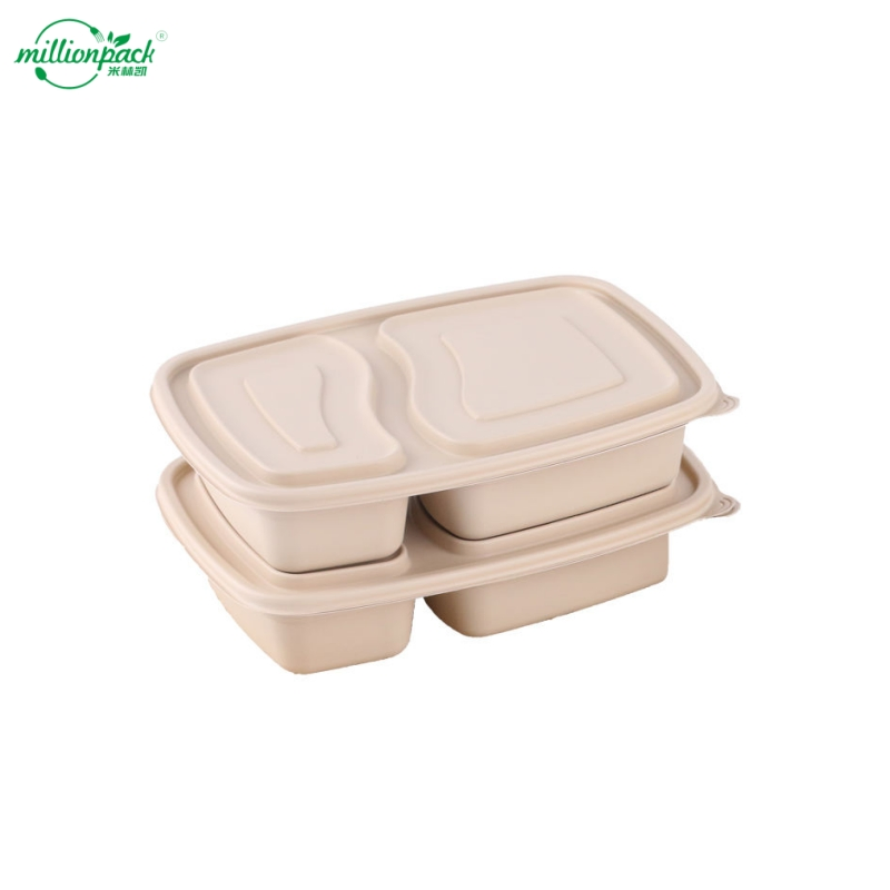 Eco-Friendly Sugarcane Clamshell Box for Restaurant Meals and Fast Food