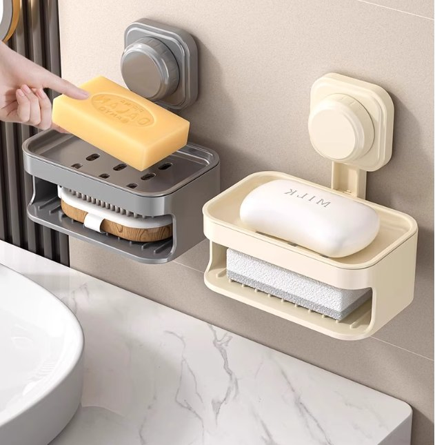 Suction Soap Holder for Home, Draining Soap Dish, Wall-Mounted Storage Rack