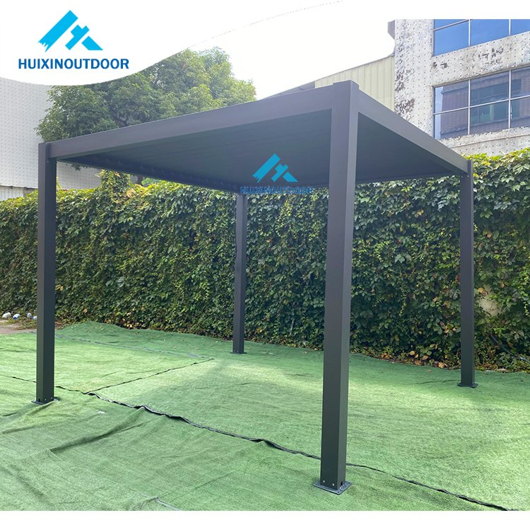 Louvre Pergola Outdoor Tent with Metal Glass Sliding Roof Gazebo